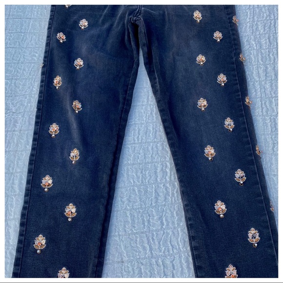 ๐HP๐ โค๏ธRARE VTG V Christina Embellish Bling Sequin Bejeweled Skinny Ankle Jean - Picture 9 of 16